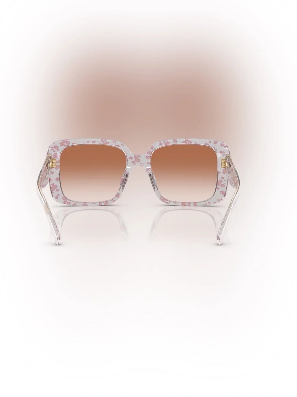 Coach Pink Floral Square Sunglasses with Brown Gradient Lenses